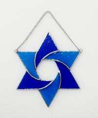 Large Star of David Stained Glass Suncatcher, Custom Colors Available