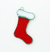 Stained Glass Christmas Stocking Ornament with Personalization Option