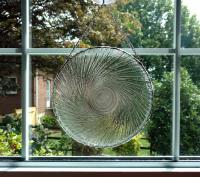 Vintage Pinwheel Pressed Glass Plate Window Hanging