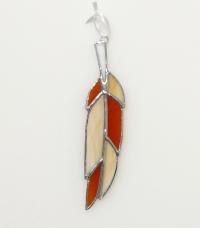 Stained Glass Feather Suncatcher, Amber and Tan