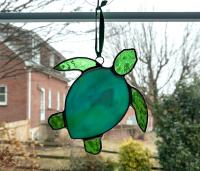 Stained Glass Turtle Suncatcher, Turquoise and Green