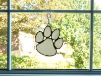 Stained Glass Paw Print Suncatcher, White, Custom Colors Available