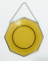 Vintage Amber Crackle Plate Window Hanging