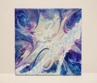 Blue and Purple Swirl I Abstract Acrylic Painting, 12" x 12"