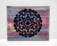 Rainbow Mandala Original Acrylic Painting, 8" x 10"