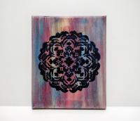 Rainbow Mandala Original Acrylic Painting, 8" x 10"