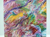 Rainbow Skittles Abstract Original Acrylic Pour Painting, 9" x 12", Fluid Art Painting