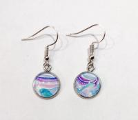 Painted Earrings, Pink, Blue and White Pastel Swirls