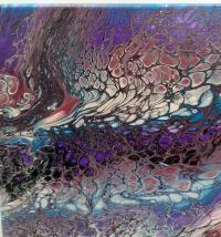 Purple, Pink, and Blue Abstract Original Acrylic Pour Painting, 9" x 12", Fluid Art Painting