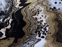 Black, Gold, and White Abstract Original Acrylic Pour Painting, 12" x 24",  Fluid Art Painting,  **LOCAL PICKUP ONLY--DOES NOT SHIP**