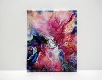 Color Burst Abstract in Pinks and Blues, Original Acrylic Painting, 8" x 10"