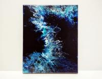 Moody Blues Abstract Original Acrylic Painting, 8" x 10"