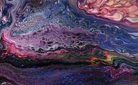 Rainbow Lava Abstract Acrylic Painting, 12" x 12"