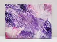 Purple and Pink Abstract Original Acrylic Pour Painting, 9" x 12", Fluid Art Painting