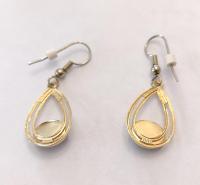 Vintage Gold Foiled Glass Teardrop Dangle Earrings