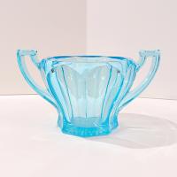 Vintage Westmoreland 1776 Colonial Aqua Blue Sugar Bowl, UV Reactive Glassware