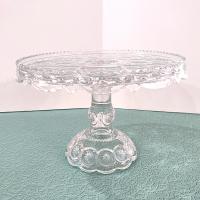 Antique Adams and Co Palace Moon and Stars Clear Pressed Glass 10 Inch Pedestal Cake Stand with Lip, EAPG Pastry Dessert Display Plate