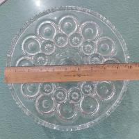 Antique Adams and Co Palace Moon and Stars Clear Pressed Glass 10 Inch Pedestal Cake Stand with Lip, EAPG Pastry Dessert Display Plate
