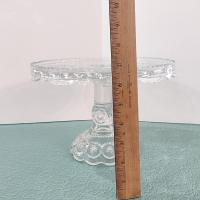 Antique Adams and Co Palace Moon and Stars Clear Pressed Glass 10 Inch Pedestal Cake Stand with Lip, EAPG Pastry Dessert Display Plate