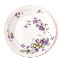 Vintage Meito Adele Orleans Shape Bread Appetizer Plates, Set of 5, Purple and Yellow Violets Floral Design China