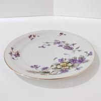 Vintage Meito Adele Orleans Shape Bread Appetizer Plates, Set of 5, Purple and Yellow Violets Floral Design China