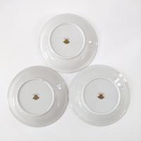 Vintage Meito Adele Orleans Shape Rimmed Soup Bowls, Set of 3, Purple and Yellow Violets Floral Design China