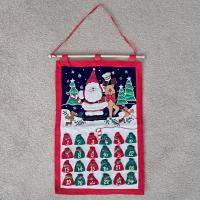Santa Reindeer Fabric Applique Christmas Advent Calendar Wall Hanging