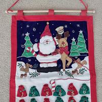 Santa Reindeer Fabric Applique Christmas Advent Calendar Wall Hanging