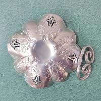 Vintage Stamped Aluminum Serving Tray, Tulip Design Metal Candy Snack Dish