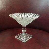 Vintage Anchor Hocking Miss America Clear Diamond Compote, Stemmed Glassware