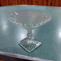 Vintage Anchor Hocking Miss America Clear Diamond Compote, Stemmed Glassware