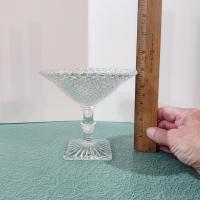 Vintage Anchor Hocking Miss America Clear Diamond Compote, Stemmed Glassware