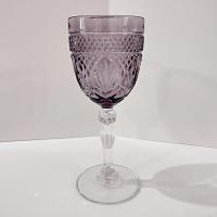 Vintage Cristal D'Arques Antique Amethyst Purple Wine Glasses Water Goblets, Set of Two