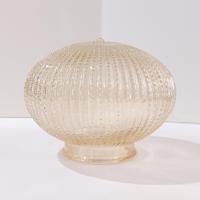 Vintage Pale Amber Ribbed and Beaded Glass Globe Light Cover Shade
