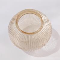 Vintage Pale Amber Ribbed and Beaded Glass Globe Light Cover Shade