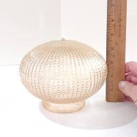 Vintage Pale Amber Ribbed and Beaded Glass Globe Light Cover Shade