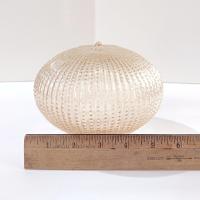 Vintage Pale Amber Ribbed and Beaded Glass Globe Light Cover Shade