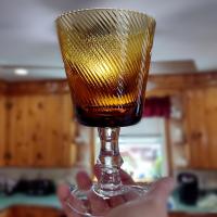 Vintage Amber Swirled Wine Glass, Blown Glass Water Goblet