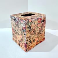 Vintage Square Tissue Box Cover Holder with Victorian Angels, Cherubs, Roses and Lace Design