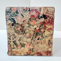 Vintage Square Tissue Box Cover Holder with Victorian Angels, Cherubs, Roses and Lace Design