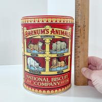 Vintage Nabisco Animal Crackers Collectible Cylindrical Metal Storage Tin