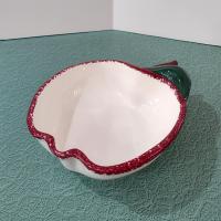 Vintage Ceramic Hand Painted Apple Shaped Bowl, Spongeware Candy / Nut Dish