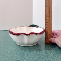 Vintage Ceramic Hand Painted Apple Shaped Bowl, Spongeware Candy / Nut Dish