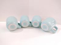 Vintage Corelle Coordinates Aqua Blue Ceramic Stoneware Coffee Tea Mugs, Set of Four