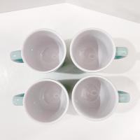 Vintage Corelle Coordinates Aqua Blue Ceramic Stoneware Coffee Tea Mugs, Set of Four
