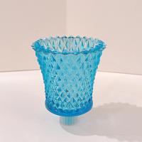 Vintage Homeco Aqua Blue Diamond Cut Votive Cup Sconce Candle Holder, Home Interiors Glass Pegged Votive Cup