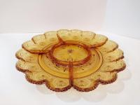 Vintage Indiana Glass Brockway American Concord Amber Relish Dish, 5 Part Divided Glass Relish Tray