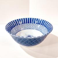 Vintage Blue and White Floral Japanese Porcelain Rice Noodle Bowl