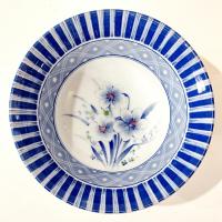 Vintage Blue and White Floral Japanese Porcelain Rice Noodle Bowl