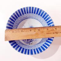Vintage Blue and White Floral Japanese Porcelain Rice Noodle Bowl